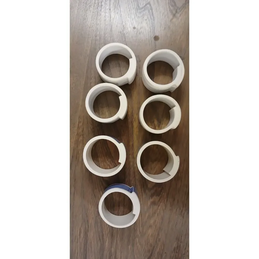 Blue And White Ribbon Like Ceramic Napkin Rings Set Of 7 Spring Or Summer Tables